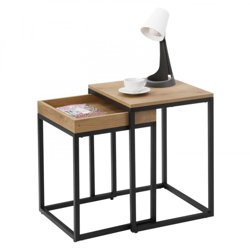 Σετ Μεταλλικά Βοηθητικά Τραπέζια Nesting 40 x 45 x 55 cm 2 τμχ VASAGLE LNT02N