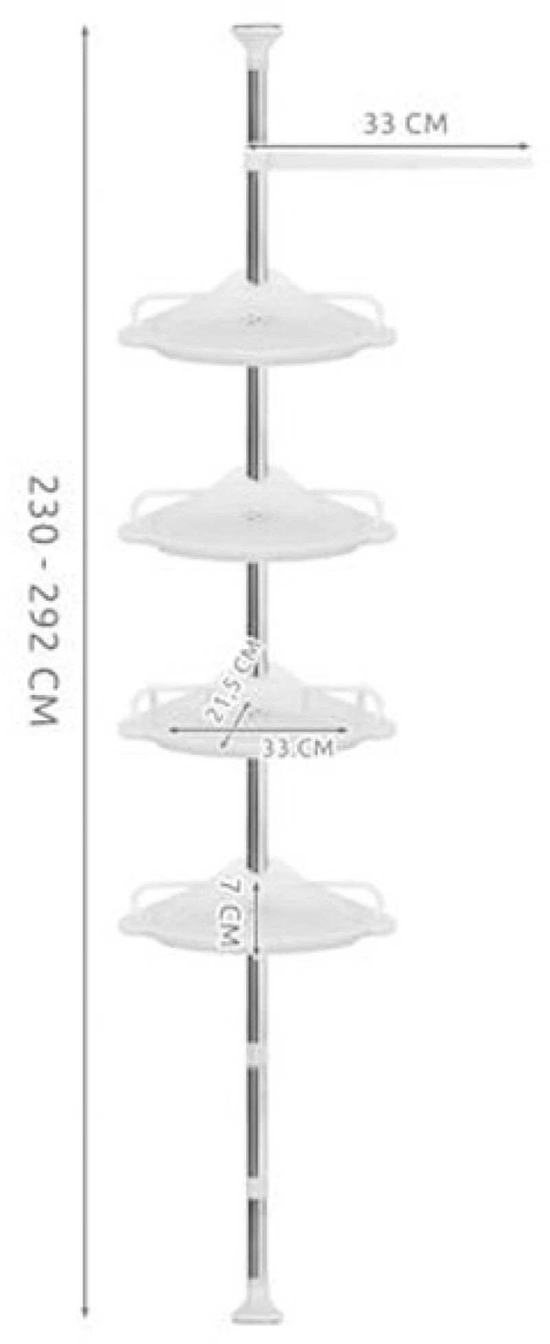 Τηλεσκοπικό Γωνιακό Ράφι Μπάνιου 230 - 292 cm SPM 6548