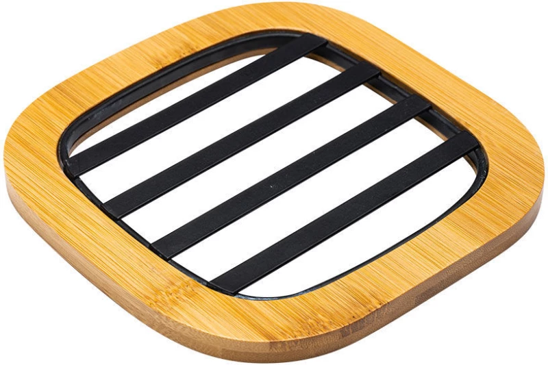 ESTIA ΒΑΣΗ ΜΑΓΕΙΡΙΚΟΥ ΣΚΕΥΟΥΣ BAMBOO ESSENTIALS MEΤΑΛΛΙΚΗ 17x17x1cm ΜΑΥΡΟ