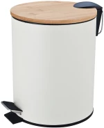 Κάδος μεταλλικός soft close 5 lt με κάλυμμα bamboo μπέζ