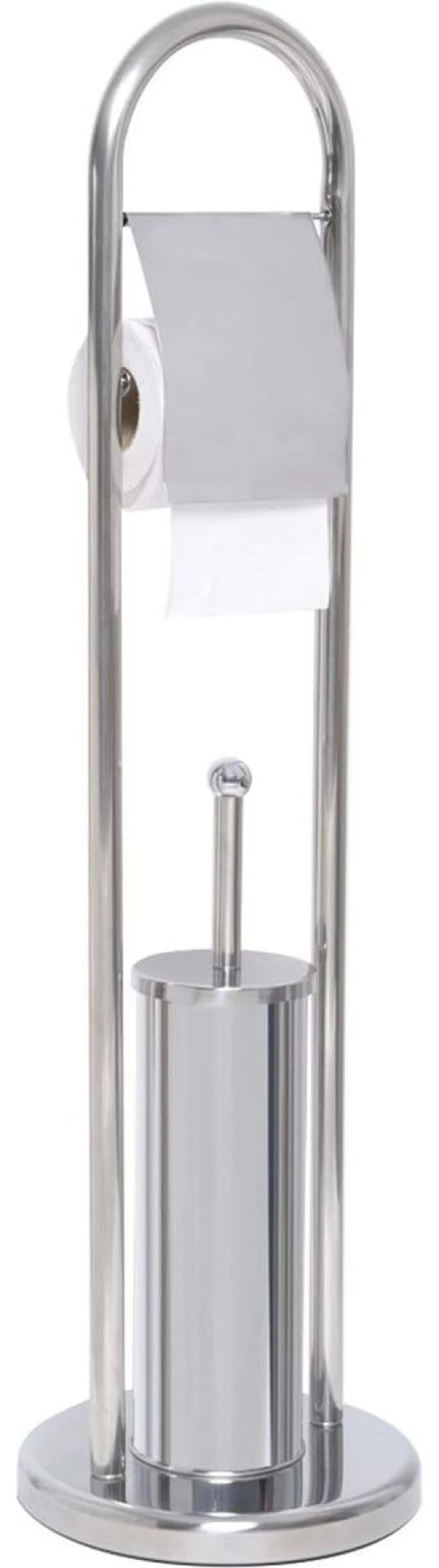 Βάση ανοξείδωτη με βούρτσα τουαλέτας και θέση για χαρτί  υγείας .