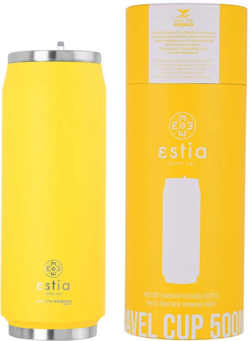 ESTIA ΘΕΡΜΟΣ TRAVEL CUP SAVE THE AEGEAN 500ml PINEAPPLE YELLOW