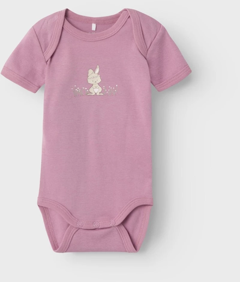 Σετ 2τμχ κορμάκια κοντομάνικα "Bunny" οργανικό βαμβάκι (Λευκό)