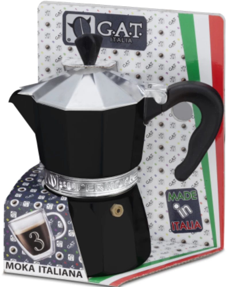 Καφετιέρα Espresso Χειρός Αλουμινίου 3cups Μαύρο (104003B) SUPERMOKA