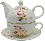 ΣΕΤ ΤΣΑΓΙΕΡΟ BONE CHINA ΣΟΜΟΝ ΤΡΙΑΝΤΑΦΥΛΛΟ 16x14εκ.ANKOR