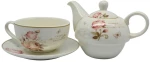 ΣΕΤ ΤΣΑΓΙΕΡΟ BONE CHINA ΣΟΜΟΝ ΤΡΙΑΝΤΑΦΥΛΛΟ 16x14εκ.ANKOR