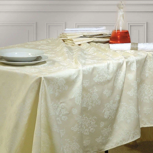 Tραπεζομάντηλο & Πετσέτες Σατέν Ζακάρ Σετ Jasmine Ecru Ρυθμός 160Χ270 Σατέν