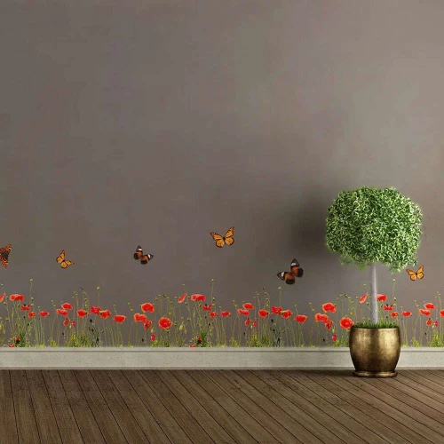 Αυτοκόλλητες Μπορντούρες Βινυλίου Poppies & Butterflies 53002 198x30cm Multi Ango Βινύλιο