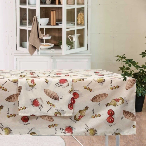 Runner 0616 Ecru-Olive-Red Das Home 45Χ140 Βαμβάκι-Πολυέστερ