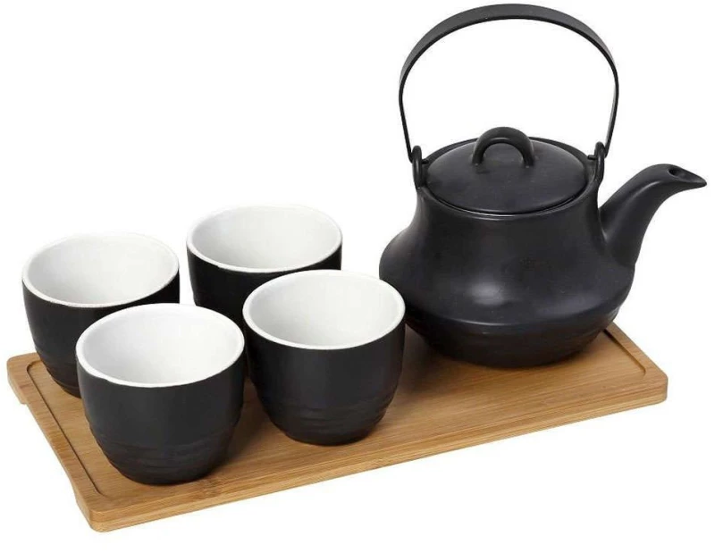 Σετ Τσαγιού 5Τμχ  Με Κούπα Και Φίλτρο Ritual SPI112 600ml 30x17x12cm Black Espiel Κεραμικό