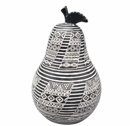 Διακοσμητικό Αχλάδι FIG209 14x14x20,5cm White-Black Espiel Πολυρεσίνη
