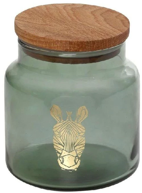 Βάζο Αποθήκευσης Με Καπάκι Jungle Zebra RAB615 635ml Φ10x11cm Green Espiel Γυαλί