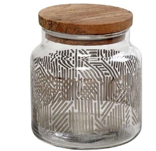 Βάζο Αποθήκευσης Με Καπάκι Labyrinth RAB659 635ml Φ10x11cm Silver Espiel Γυαλί