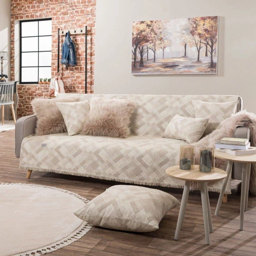 Ριχτάρι Bronx 01 Ecru Teoran Πολυθρόνα 180x150cm Ακρυλ,Βαμβ,Polyest