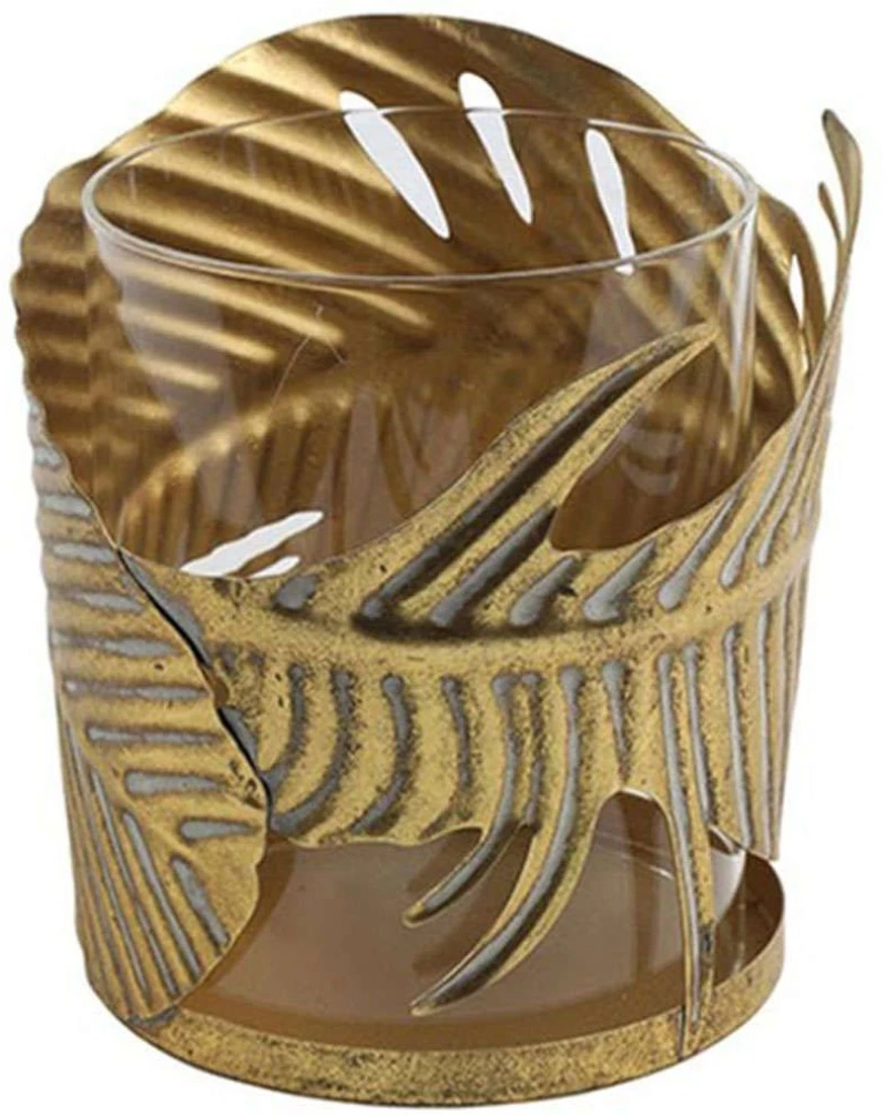 Κηροπήγιο Φύλλο 013.785207 15x16cm Gold Μέταλλο