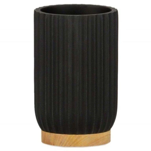 Ποτηροθήκη LBTAH-BA72043 Φ7,5x11cm Black-Natural Andrea House Polyresin,Ξύλο