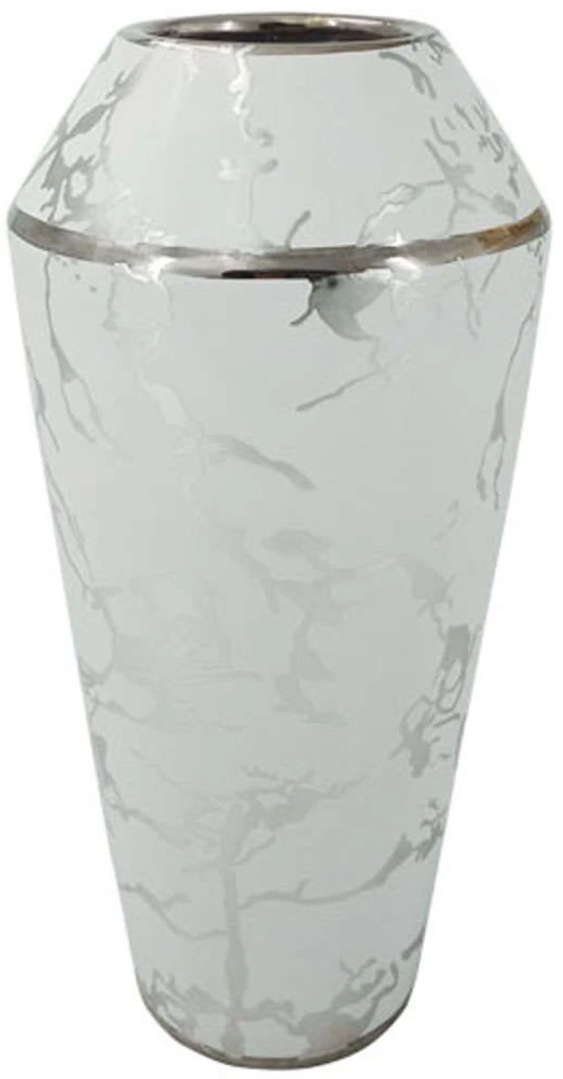 Βάζο Κρακελέ 15-00-22958 Φ14,5x30cm Silver-White Marhome Κεραμικό