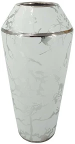Βάζο Κρακελέ 15-00-22958 Φ14,5x30cm Silver-White Marhome Κεραμικό