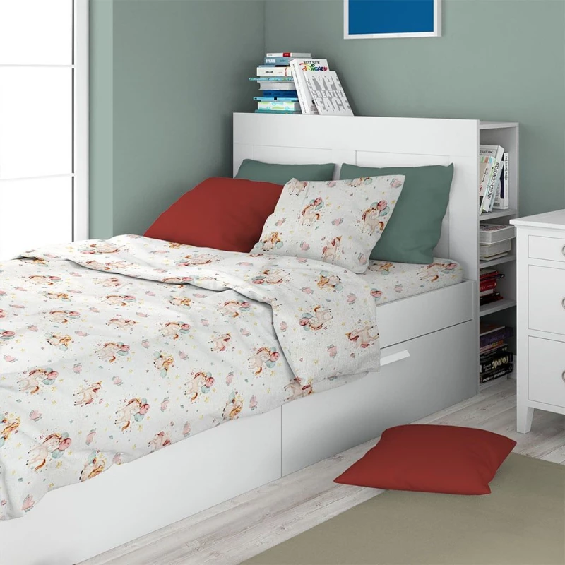Μαξιλαροθήκη Παιδική Unicorn 209 White-Salmon DimCol 35X45 100% Βαμβάκι
