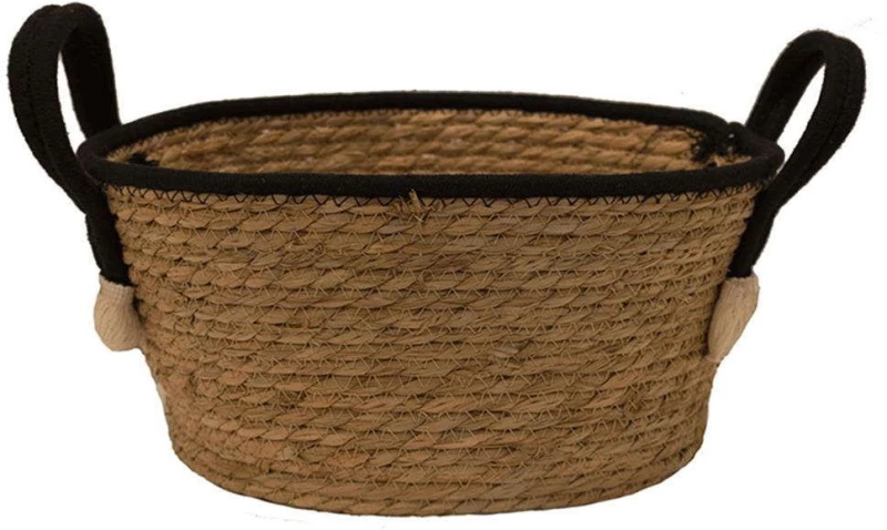 Καλάθι Ψάθινο 00.06.61137 Φ35x18cm Natural-Black Ψάθα