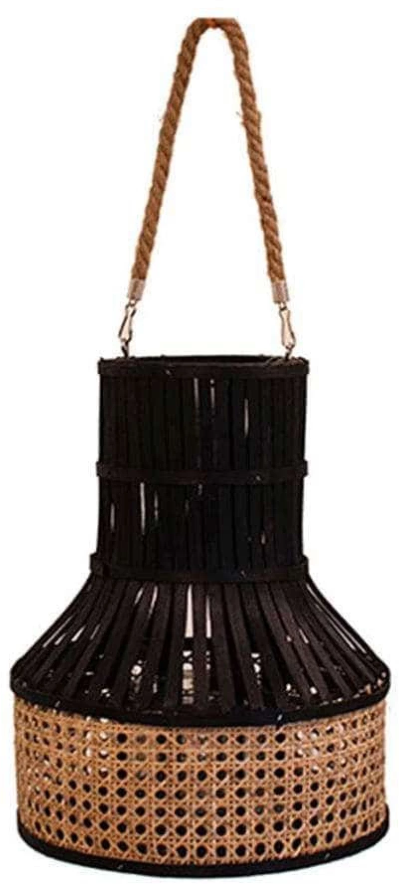 Φανάρι Bamboo 00.06.61123 Φ27,5x36,5cm Black-Natural Bamboo