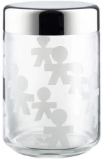 Βάζο Αποθήκευσης Girotondo AKK37 1000ml Silver-Clear Alessi Γυαλί