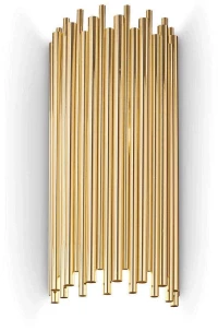 Φωτιστικό Τοίχου-Απλίκα Pan 208794 25x58x17cm 2xE14 40W Gold Ideal Lux