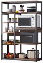 Ραφιέρα Leena 072-000055 80x30x142cm Dark Walnut-Black