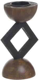 Κηροπήγιο 3-70-874-0138 Φ8x18cm Black-Brown Inart Ξύλο