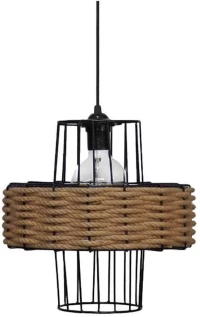 Φωτιστικό Οροφής Havana Ufo 31-1326 1/Ε27 Φ30x105cm Natural-Black Heronia