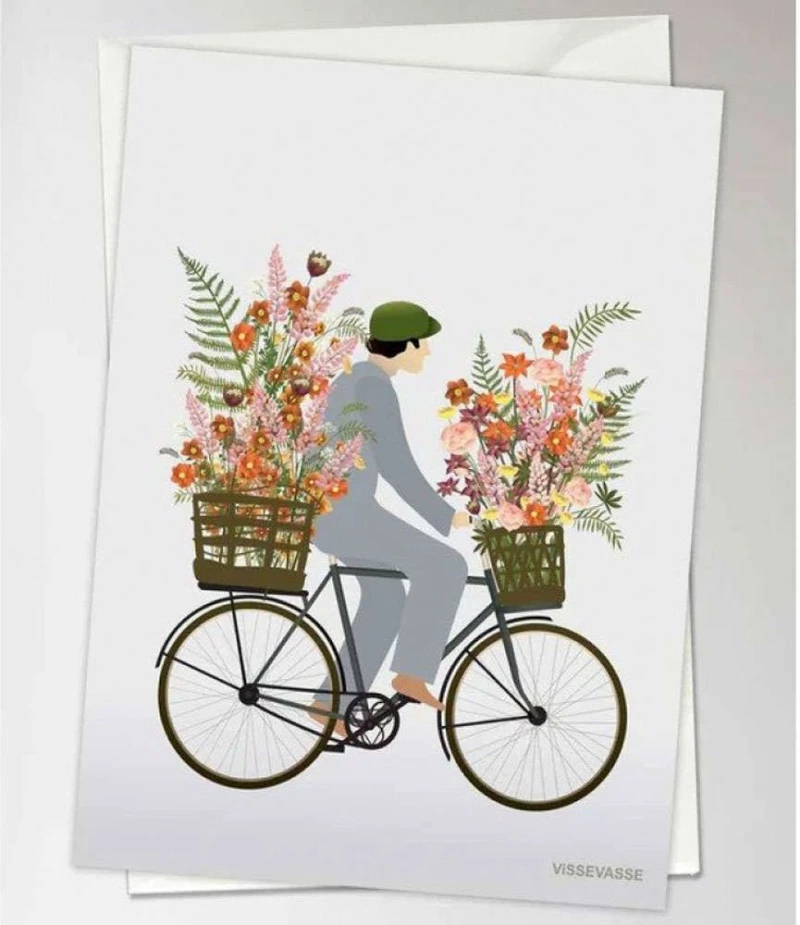 Ευχετήρια Κάρτα Δίπτυχη Bicycle With Flowers VVF2020008XS 10,5x15cm Multi Vissevasse