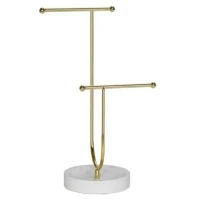 Διακοσμητική Βάση Κοσμημάτων Marble LBTAH-BA22176 13x9x3cm White-Gold Andrea House Μέταλλο,Polyresin