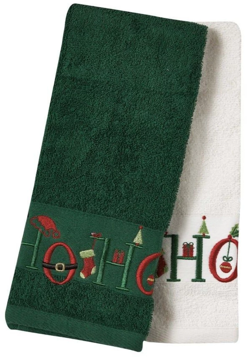 Ποτηρόπανα Christmas 0707 (Σετ 2τμχ) Green-Ivory Das Home