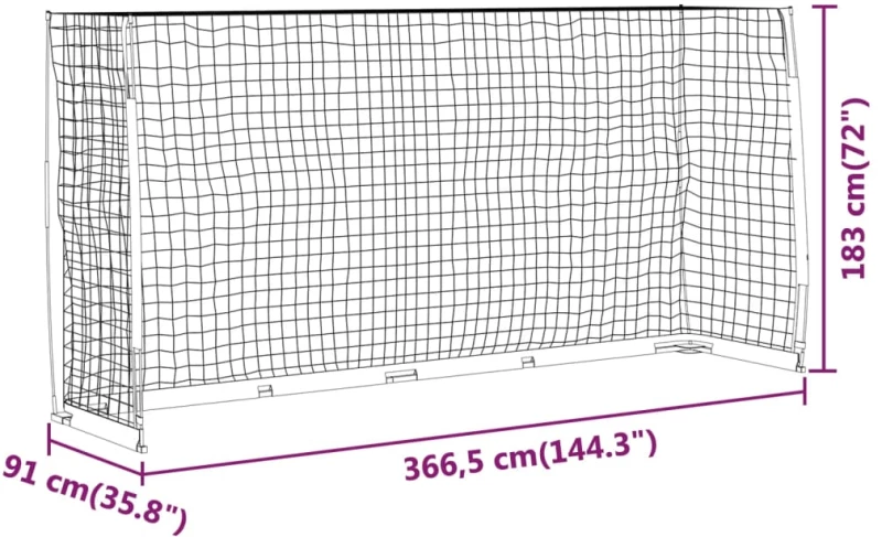 93374  ΤΕΡΜΑ ΠΟΔΟΣΦΑΙΡΟΥ 366,5 X 91 X 183 ΕΚ. ΑΤΣΑΛΙΝΟ 93375