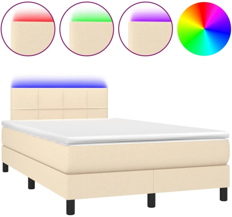 ΚΡΕΒΑΤΙ BOXSPRING ΜΕ ΣΤΡΩΜΑ & LED ΚΡΕΜ 120X200 ΕΚ. ΥΦΑΣΜΑΤΙΝΟ 3133146
