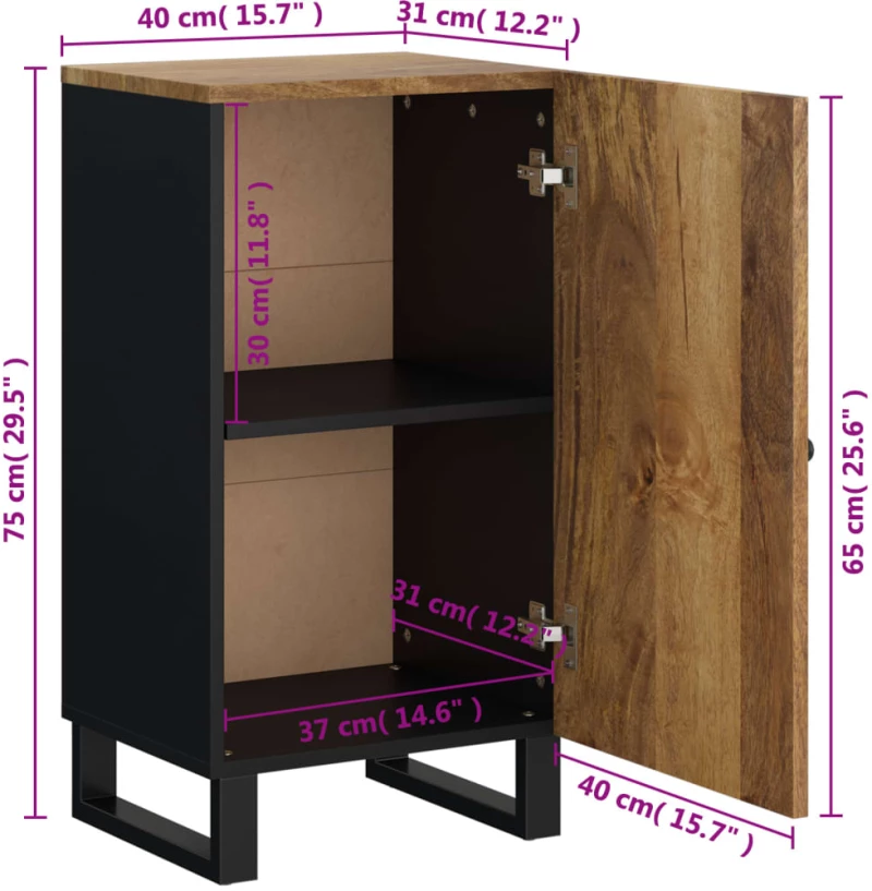 ΝΤΟΥΛΑΠΙ ΜΕ ΠΟΡΤΑ 40 X 31 X 75 ΕΚ. ΑΠΟ ΜΑΣΙΦ ΞΥΛΟ ΜΑΝΓΚΟ 352912