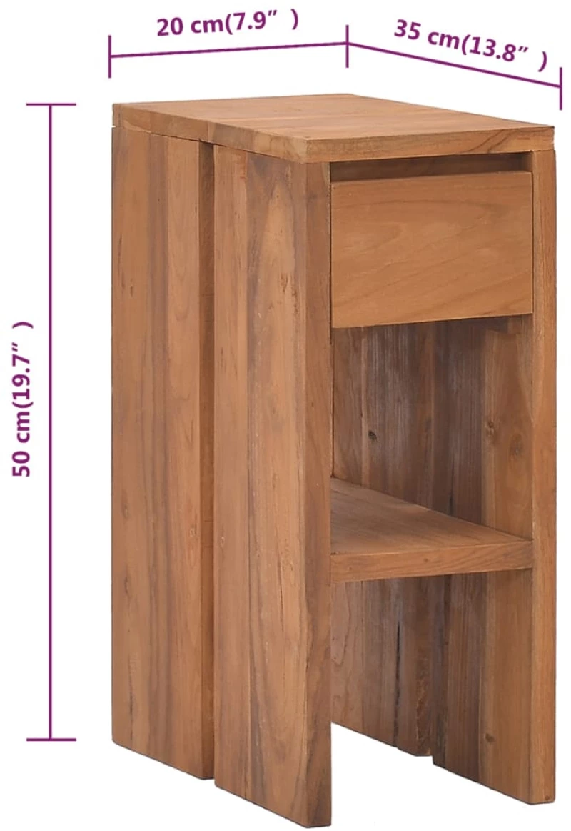ΚΟΜΟΔΙΝΟ 20 X 35 X 50 ΕΚ. ΑΠΟ ΜΑΣΙΦ ΞΥΛΟ TEAK 326122