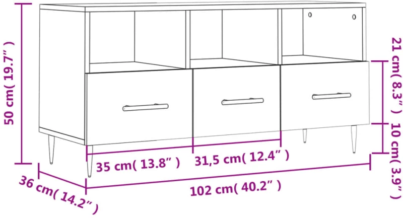 ΈΠΙΠΛΟ ΤΗΛΕΟΡΑΣΗΣ ΓΥΑΛ. ΛΕΥΚΟ 102X36X50 ΕΚ. ΕΠΕΞΕΡΓΑΣΜΕΝΟ ΞΥΛΟ 829022