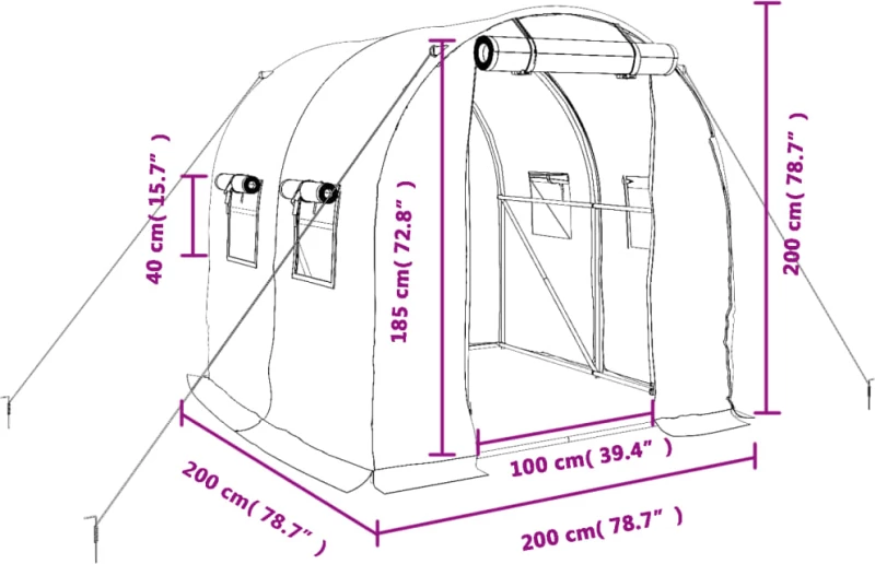 ΘΕΡΜΟΚΗΠΙΟ ΜΕ ΑΤΣΑΛΙΝΟ ΠΛΑΙΣΙΟ 4 Μ² 2 X 2 X 2 Μ. 364073