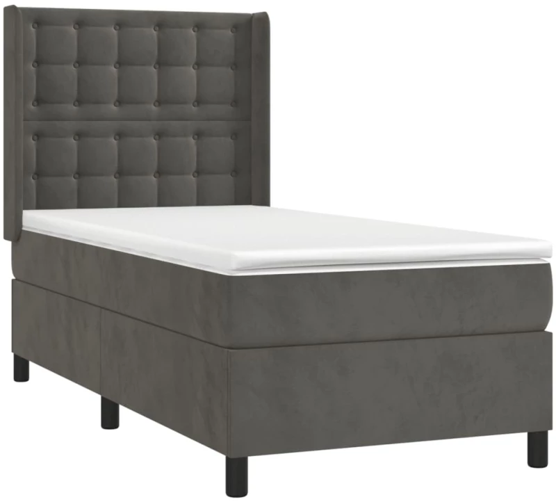 ΚΡΕΒΑΤΙ BOXSPRING ΜΕ ΣΤΡΩΜΑ ΣΚΟΥΡΟ ΓΚΡΙ 100X200 ΕΚ. ΒΕΛΟΥΔΙΝΟ 3132904
