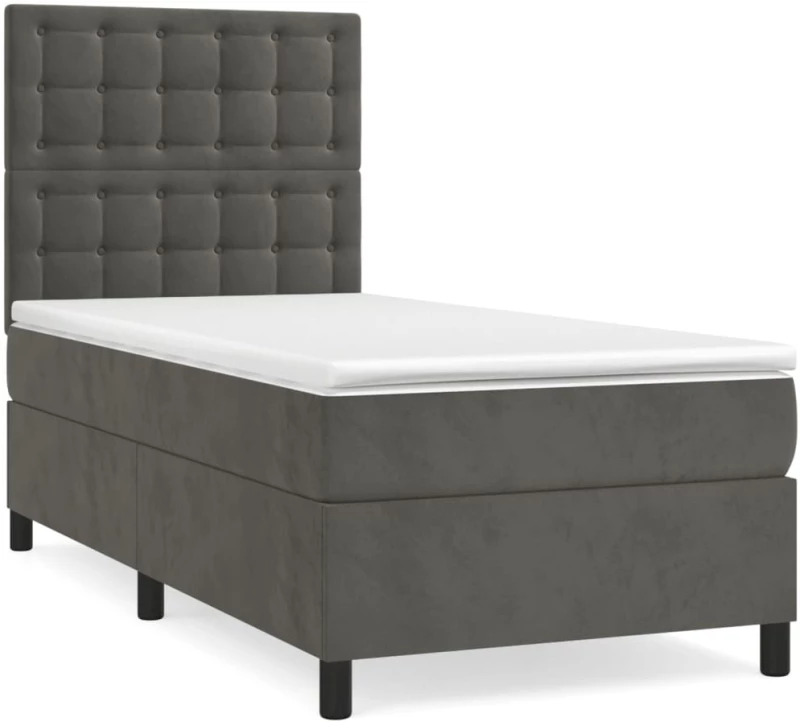 ΚΡΕΒΑΤΙ BOXSPRING ΜΕ ΣΤΡΩΜΑ ΣΚΟΥΡΟ ΓΚΡΙ 100X200 ΕΚ. ΒΕΛΟΥΔΙΝΟ 3143248