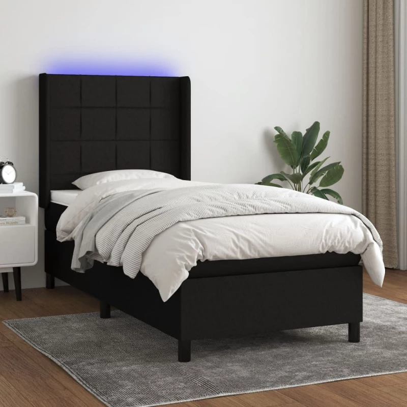 ΚΡΕΒΑΤΙ BOXSPRING ΜΕ ΣΤΡΩΜΑ & LED ΜΑΥΡΟ 80X200 ΕΚ. ΥΦΑΣΜΑΤΙΝΟ 3138271