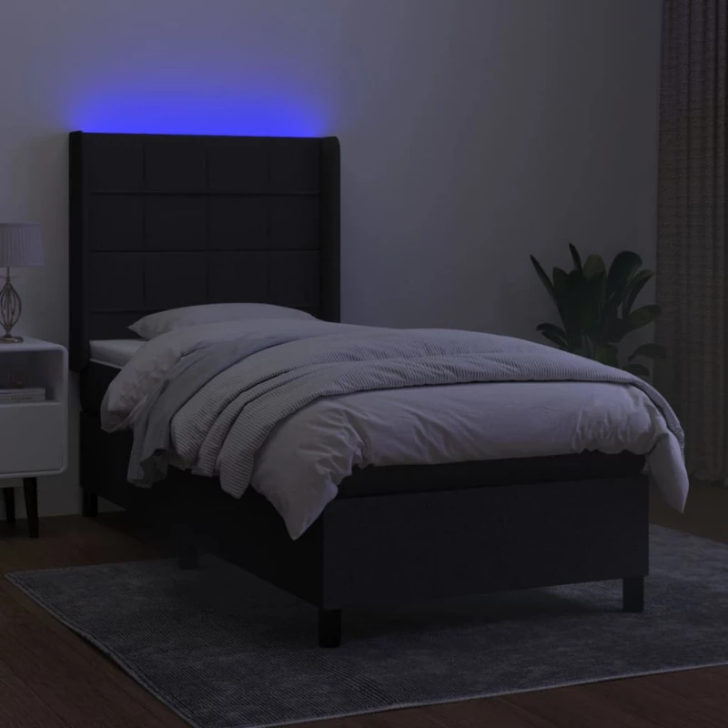 ΚΡΕΒΑΤΙ BOXSPRING ΜΕ ΣΤΡΩΜΑ & LED ΜΑΥΡΟ 80X200 ΕΚ. ΥΦΑΣΜΑΤΙΝΟ 3138271