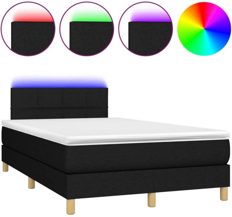 ΚΡΕΒΑΤΙ BOXSPRING ΜΕ ΣΤΡΩΜΑ & LED ΜΑΥΡΟ 120X200 ΕΚ. ΥΦΑΣΜΑΤΙΝΟ 3133703