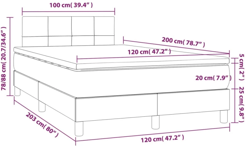 ΚΡΕΒΑΤΙ BOXSPRING ΜΕ ΣΤΡΩΜΑ & LED ΜΑΥΡΟ 120X200 ΕΚ. ΥΦΑΣΜΑΤΙΝΟ 3133703