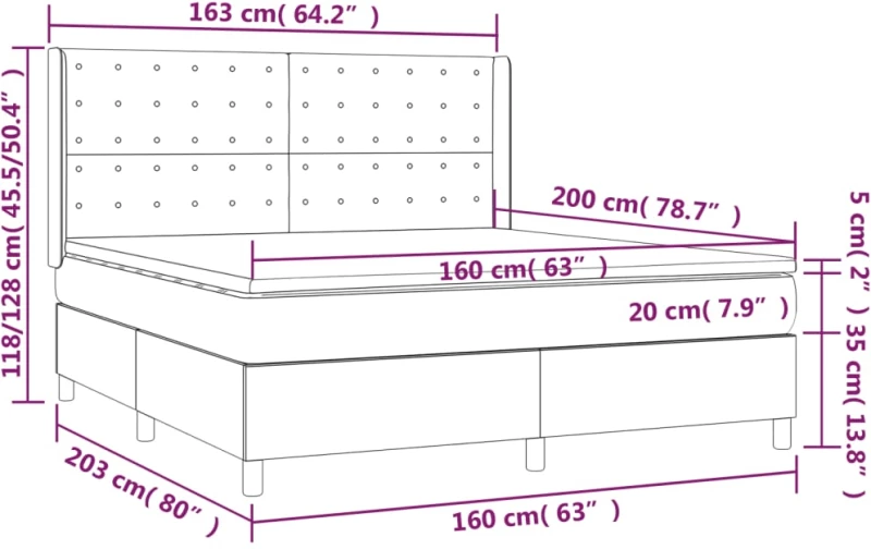 ΚΡΕΒΑΤΙ BOXSPRING ΜΕ ΣΤΡΩΜΑ & LED ΑΝ.ΓΚΡΙ 160X200 ΕΚ. ΒΕΛΟΥΔΙΝΟ 3139811