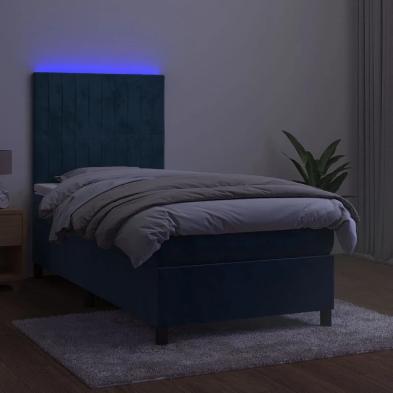 ΚΡΕΒΑΤΙ BOXSPRING ΜΕ ΣΤΡΩΜΑ & LED ΣΚ. ΜΠΛΕ 100X200ΕΚ. ΒΕΛΟΥΔΙΝΟ 3136231