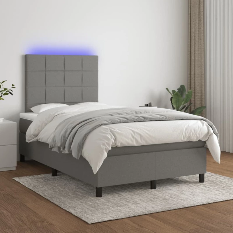 ΚΡΕΒΑΤΙ BOXSPRING ΜΕ ΣΤΡΩΜΑ & LED ΣΚ.ΓΚΡΙ 120X200 ΕΚ ΥΦΑΣΜΑΤΙΝΟ 3134862