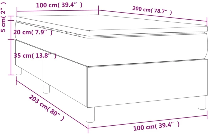 ΚΡΕΒΑΤΙ BOXSPRING ΜΕ ΣΤΡΩΜΑ ΣΚΟΥΡΟ ΓΚΡΙ 100X200 ΕΚ. ΥΦΑΣΜΑΤΙΝΟ 3144400