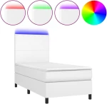 ΚΡΕΒΑΤΙ BOXSPRING ΜΕ ΣΤΡΩΜΑ & LED ΛΕΥΚΟ 100X200 ΕΚ. ΣΥΝΘ. ΔΕΡΜΑ 3135808